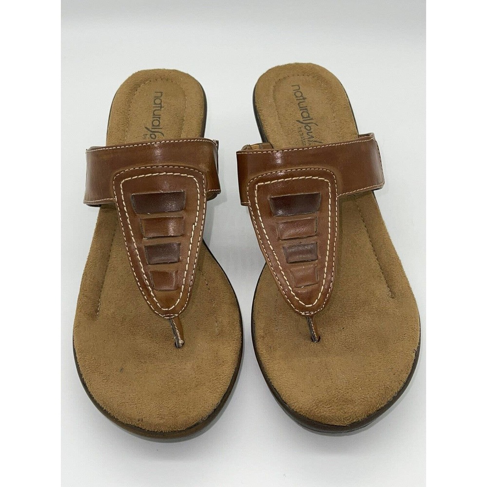 Women's Natural Soul by Naturalizer Brown Slip on Sandal with Wedge Heel 7.5M